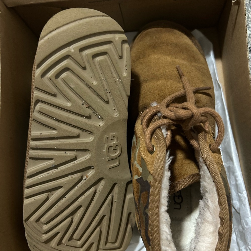 UGG Tan Suede Boots with Camouflage Design - Picture 3 of 4